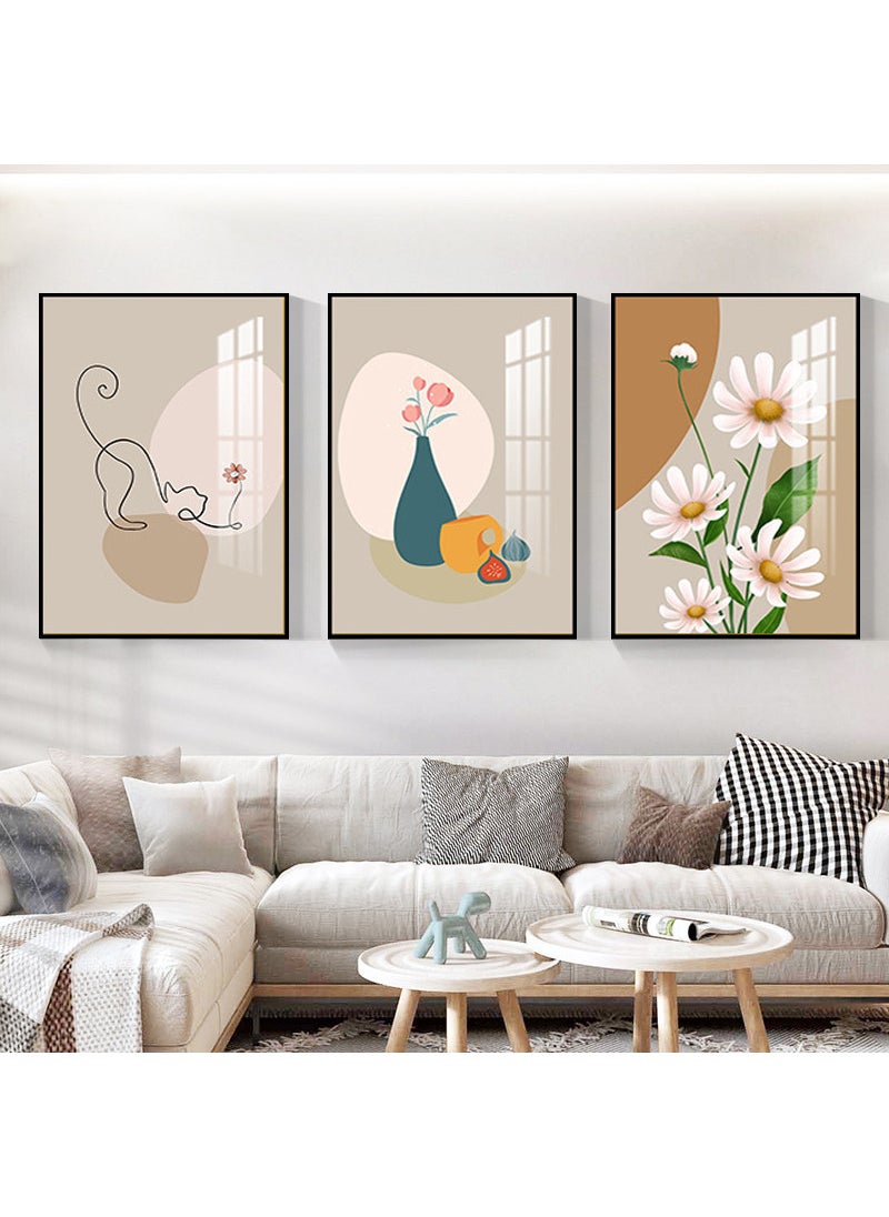 3PCS Wall Art Bright Style Minimalist Decor Modern Abstract Canvas Prints Poster Picture Framed Paintings Decorations
