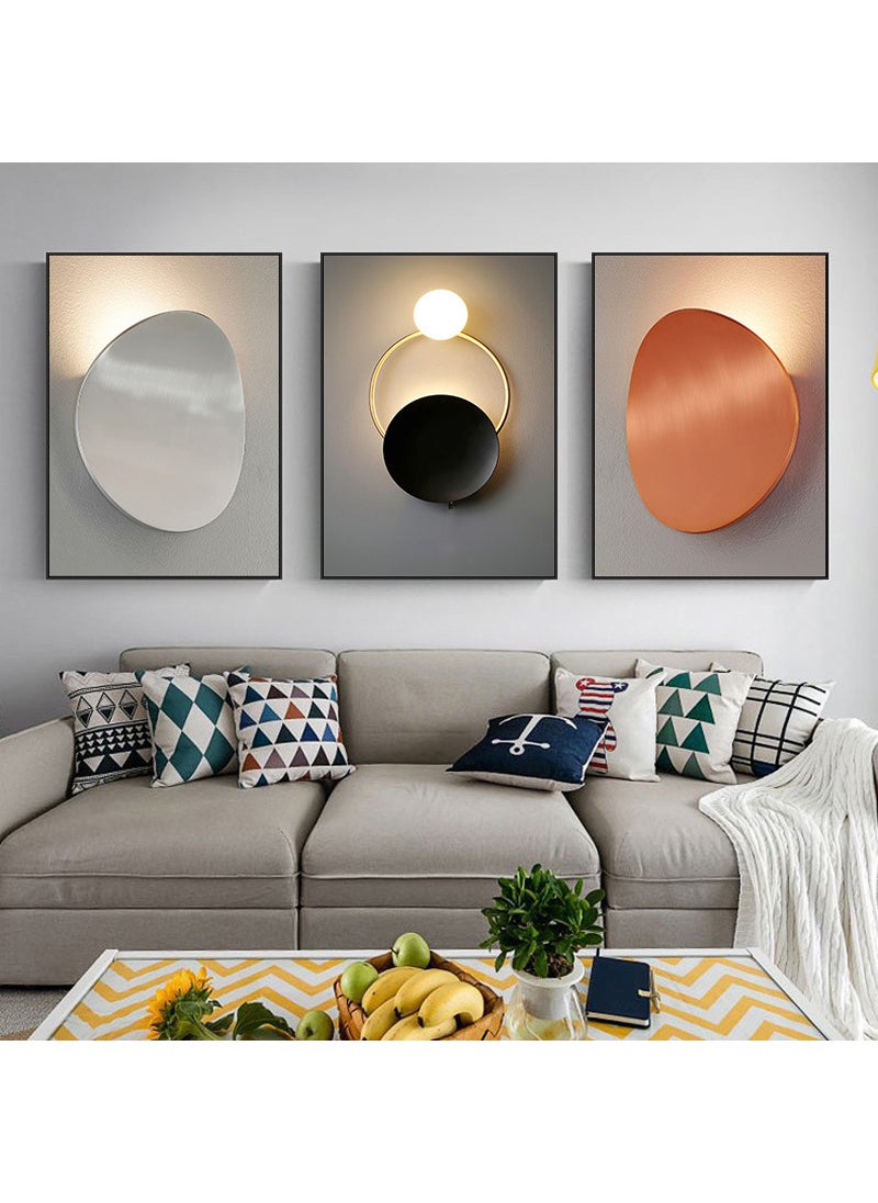 3PCS Wall Art Bright Style Minimalist Decor Modern Abstract Canvas Prints Poster Picture Framed Paintings Decorations