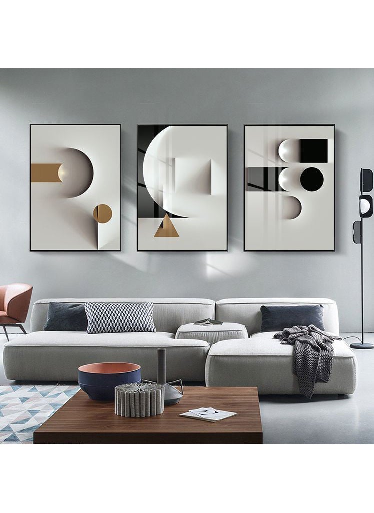 3PCS Wall Art Bright Style Minimalist Decor Modern Abstract Canvas Prints Poster Picture Framed Paintings Decorations