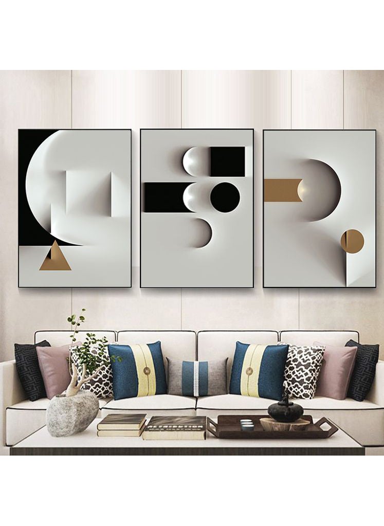 3PCS Wall Art Bright Style Minimalist Decor Modern Abstract Canvas Prints Poster Picture Framed Paintings Decorations