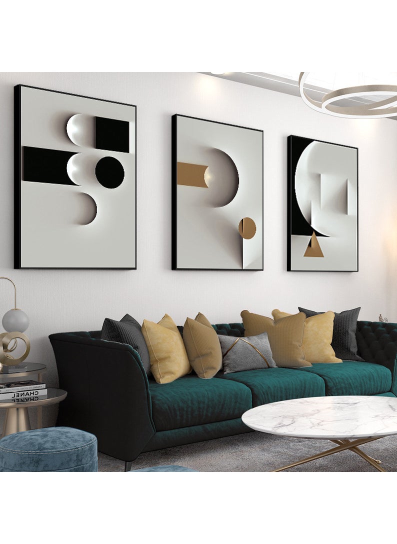3PCS Wall Art Bright Style Minimalist Decor Modern Abstract Canvas Prints Poster Picture Framed Paintings Decorations