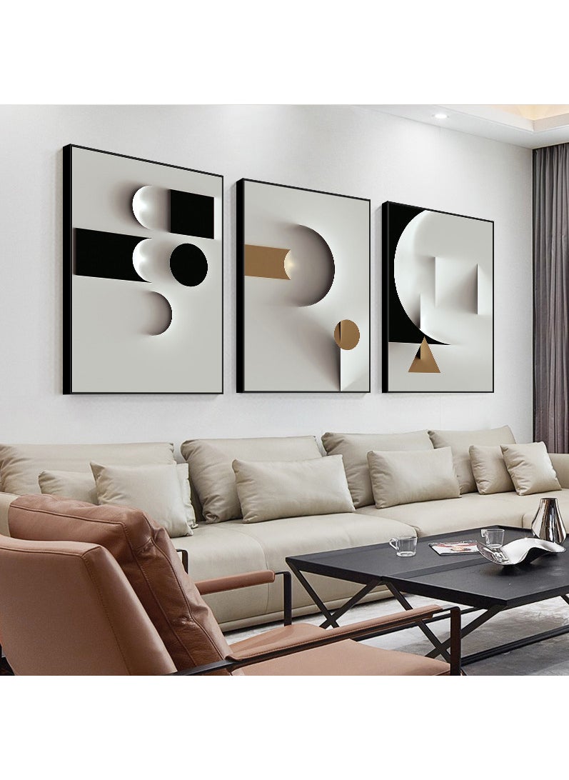 3PCS Wall Art Bright Style Minimalist Decor Modern Abstract Canvas Prints Poster Picture Framed Paintings Decorations