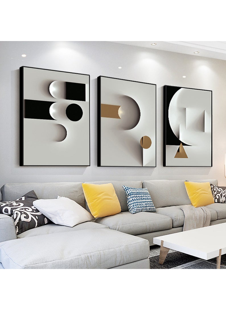 3PCS Wall Art Bright Style Minimalist Decor Modern Abstract Canvas Prints Poster Picture Framed Paintings Decorations