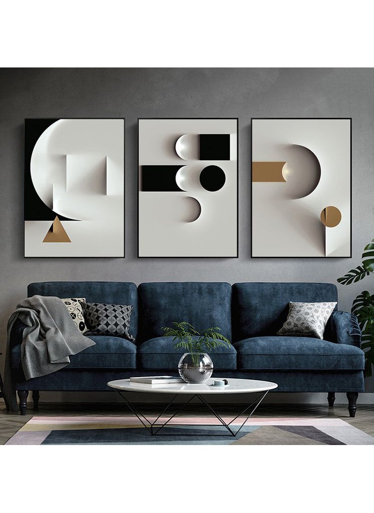 3PCS Wall Art Bright Style Minimalist Decor Modern Abstract Canvas Prints Poster Picture Framed Paintings Decorations
