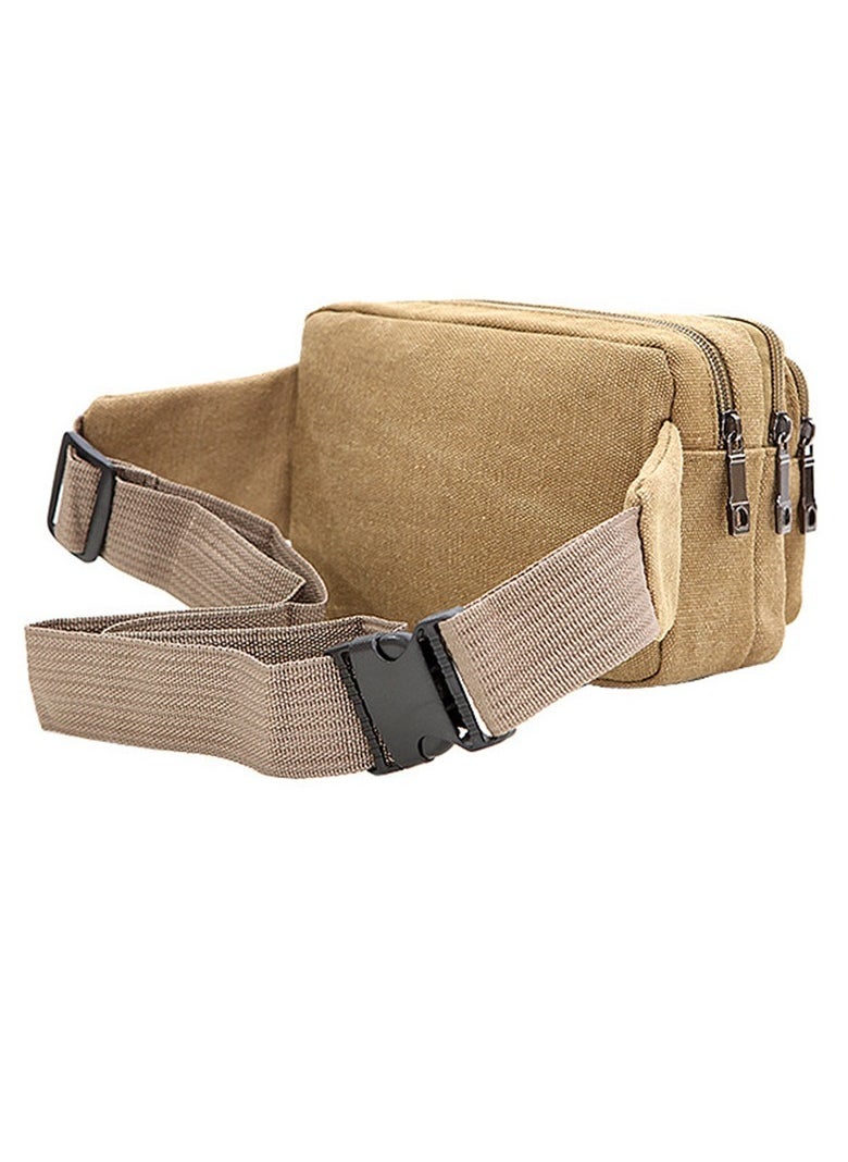 Waist Bag, Multifunctional Men Waist Pack, Durable And Tear Resistant Multifunctional Travel Bag, Multi Pockets Waterproof Outdoor Sports Waist Bag, (Pack Of 3pcs, Beige)