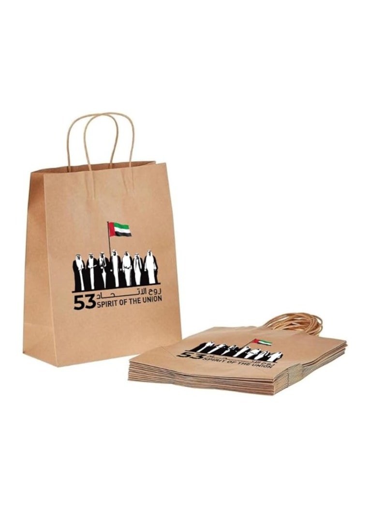 UAE Brown Paper Bag For National Day Celebration-Kraft Gift Bags With Twisted Paper Handle Eco-Friendly Reusable Biodegradable Bags