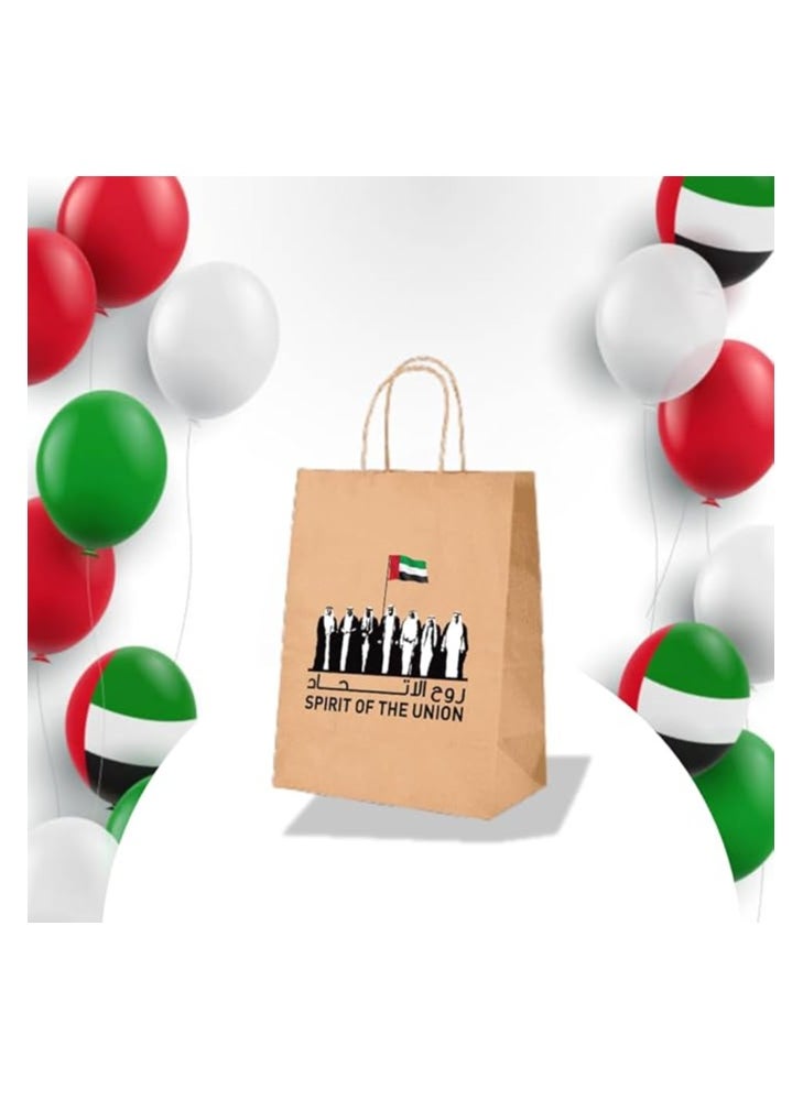 UAE Brown Paper Bag For National Day Celebration-Kraft Gift Bags With Twisted Paper Handle Eco-Friendly Reusable Biodegradable Bags