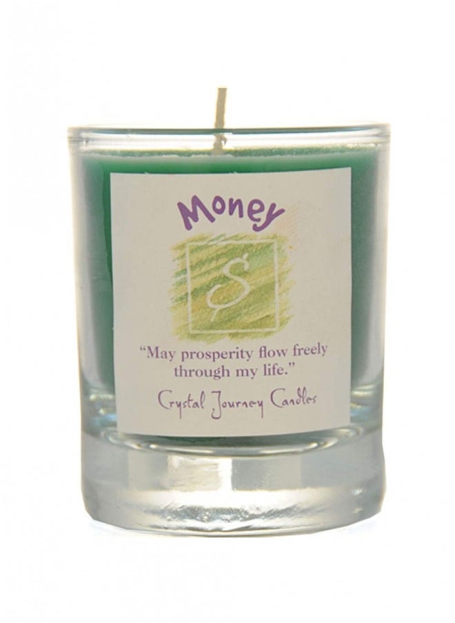 Crystal Journey Herbal Magic Glass Filled Votive Soy Candle - Money