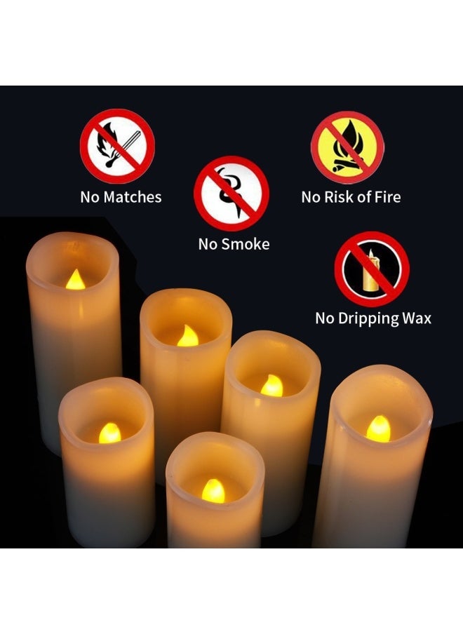 Flameless Candles Battery Operated Candles 4 5 6 7 8 9 Set of 9 Ivory Real Wax Pillar LED Candles with 10-Key Remote and Cycling 24 Hours Timer