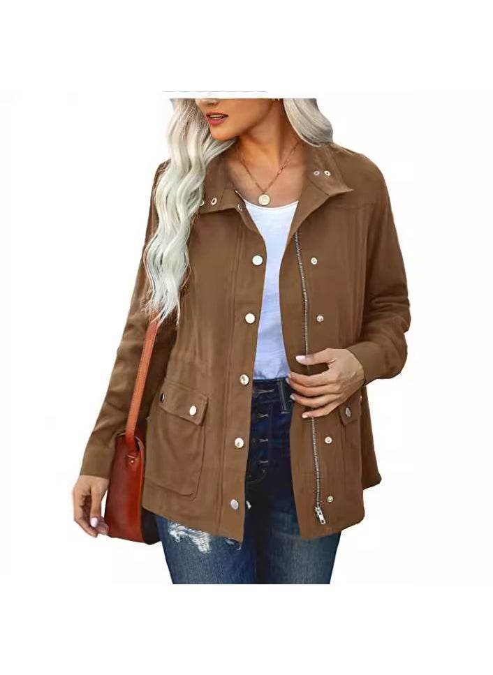 2022 Fashion Solid Cardigan with Pockets Black.