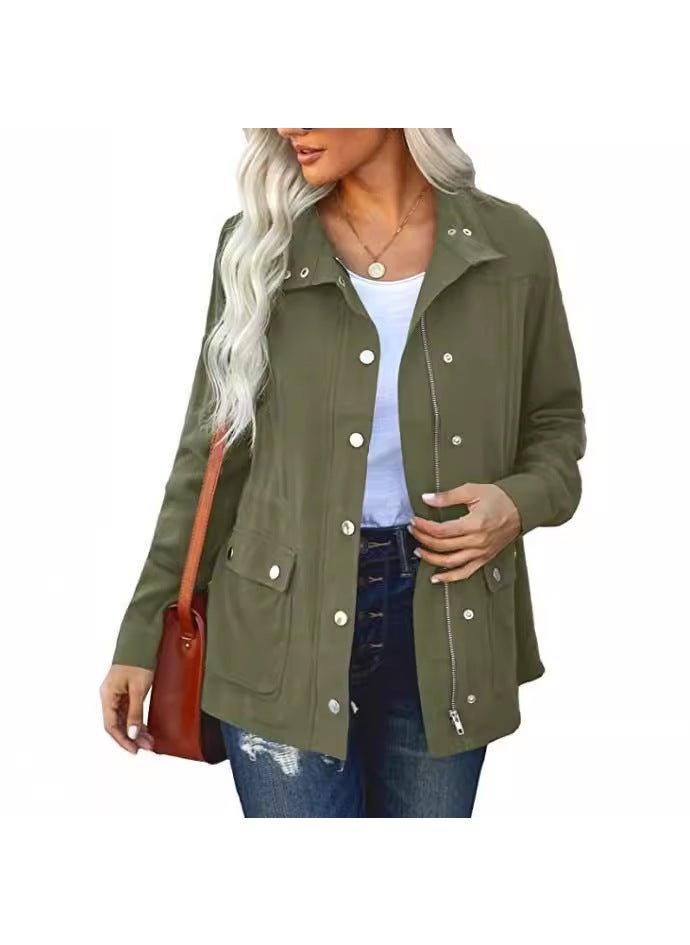 2022 Fashion Solid Cardigan with Pockets Black.