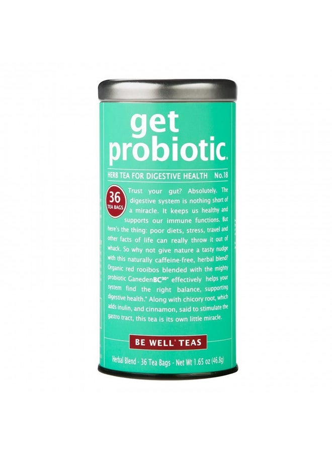 The Republic of Tea Be Well Teas No. 18, Get Probiotic Herbal Tea For Digestive Health, Tin of 36 Tea Bags