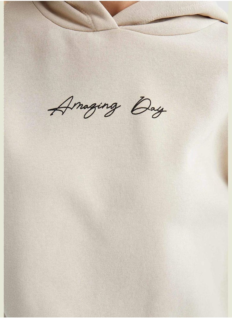Basic Long Sleeve Text Print Sweatshirt