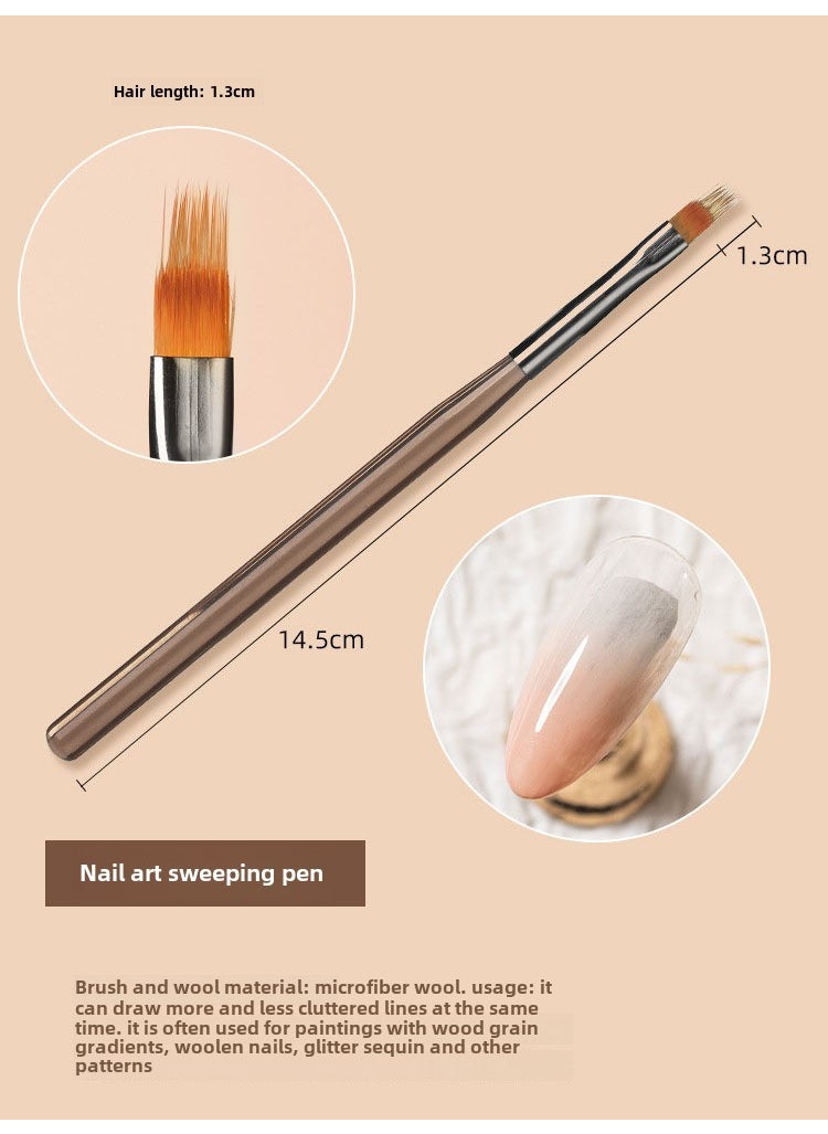 Japanese-style nail brush suit painted drawing line phototherapy pen beginner home painting flower blooming special tool brown Sweeping Pen [1 Pack]]