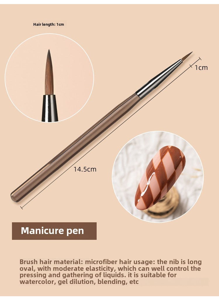 Japanese-style nail brush suit painted drawing line phototherapy pen beginner home painting flower blooming special tool brown Universal Pen [1 Pack]]