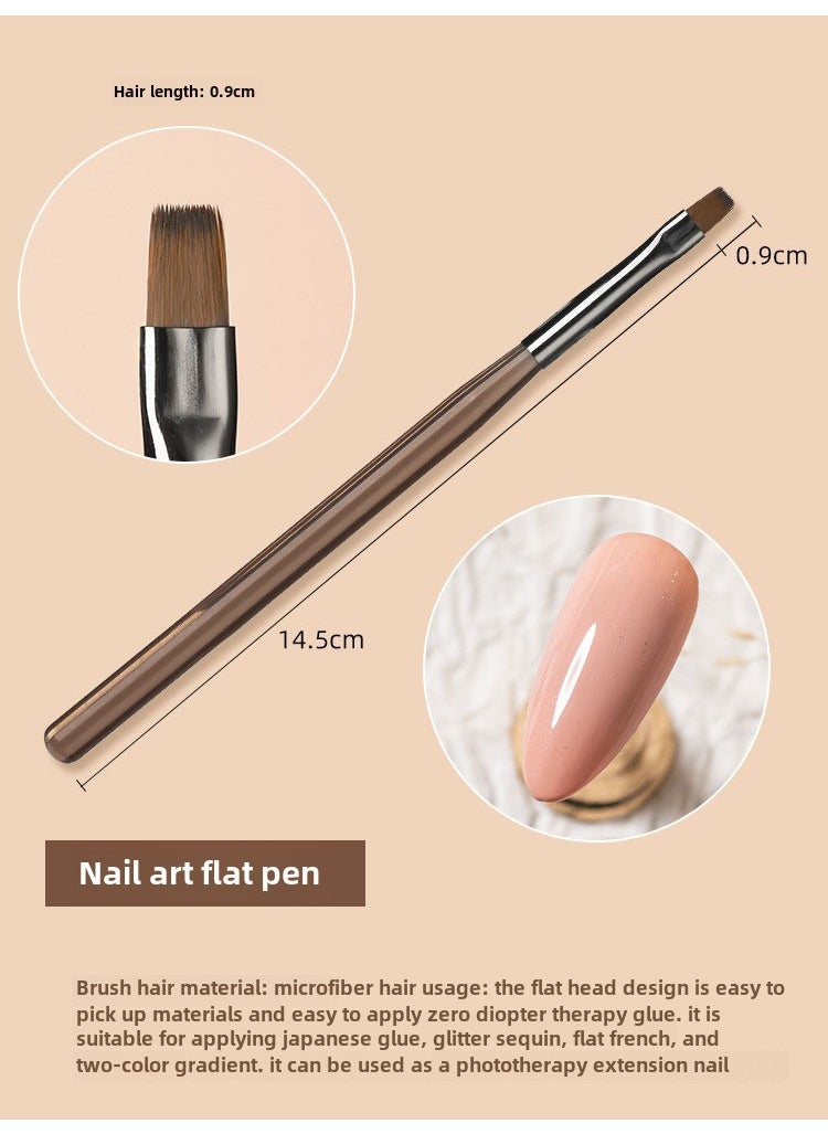 Japanese-style nail brush suit painted drawing line phototherapy pen beginner home painting flower blooming special tool brown flat head phototherapy pen [1 pack]]