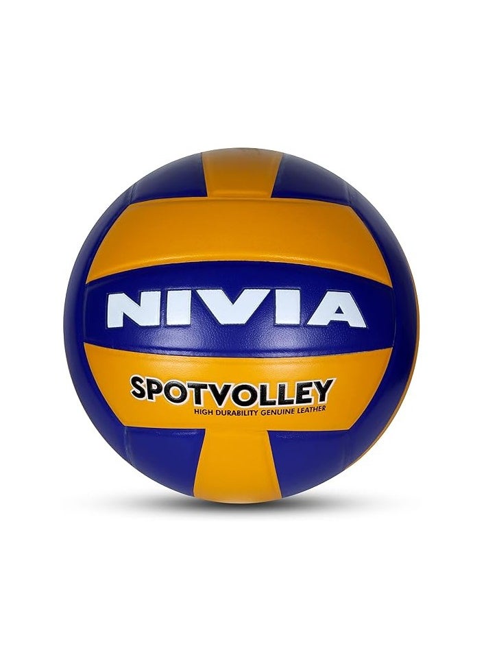 VB-492 Spot Volleyball | Size: 4 | Material: Leather/Rubber |  280 Grams | Machine Stitched | 18 Panels | Waterproof | Ideal for Training/Match