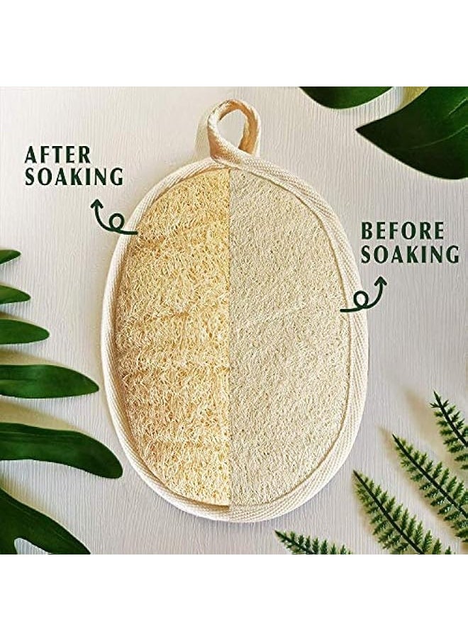 AMZSTRU Loofah Sponge Exfoliating Body Scrubber, Made with Natural Eco-Friendly and Biodegradable 4Pcs Shower Luffa for Clean and Vibrant Facial Skin Loofah Sponges with Soap