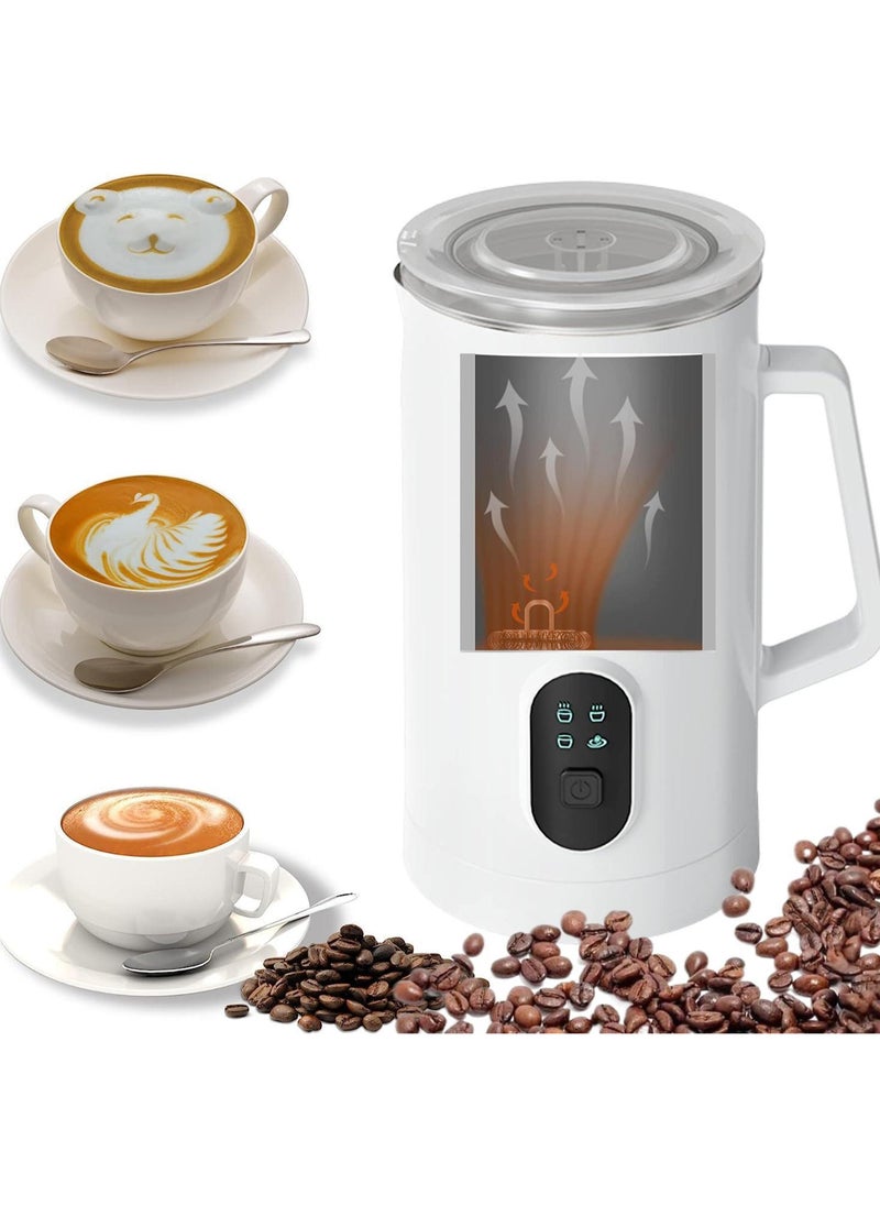 Milk Frother, 4 in 1 Electric Milk Steamer, 350ml Automatic Hot and Cold Foam Maker and Milk Warmer for Latte, Cappuccinos, Macchiato, 400W White