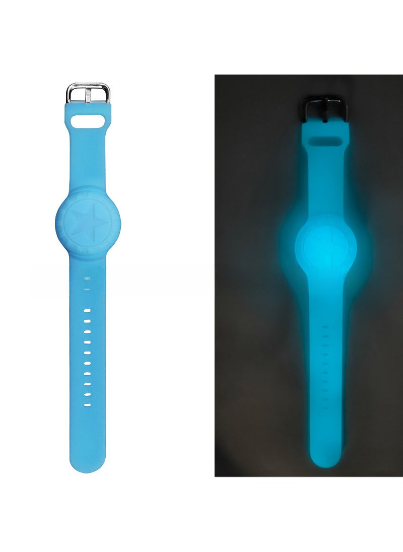 Suitable for Apple AirTag silicone children elderly waterproof bracelet wrist strap anti-lost locator protective cover Luminous blue