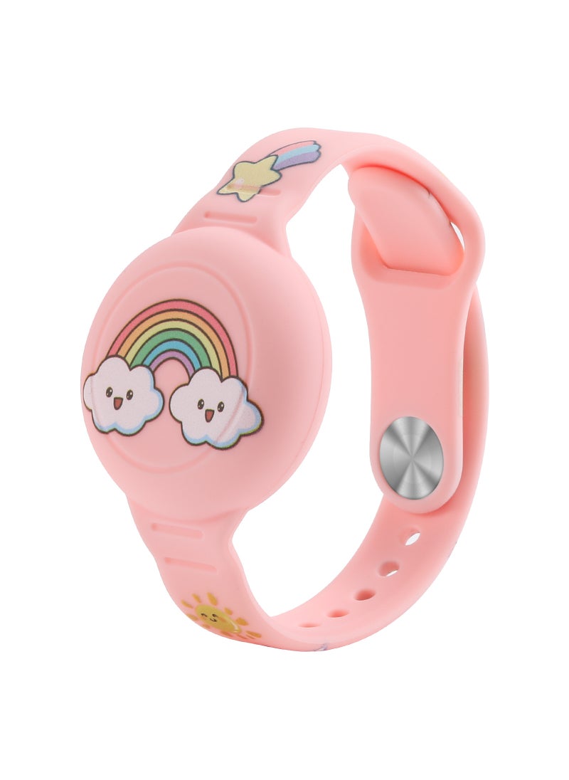 Kids Cartoon Airtag Wristband Waterproof Silicone Strap rainbow