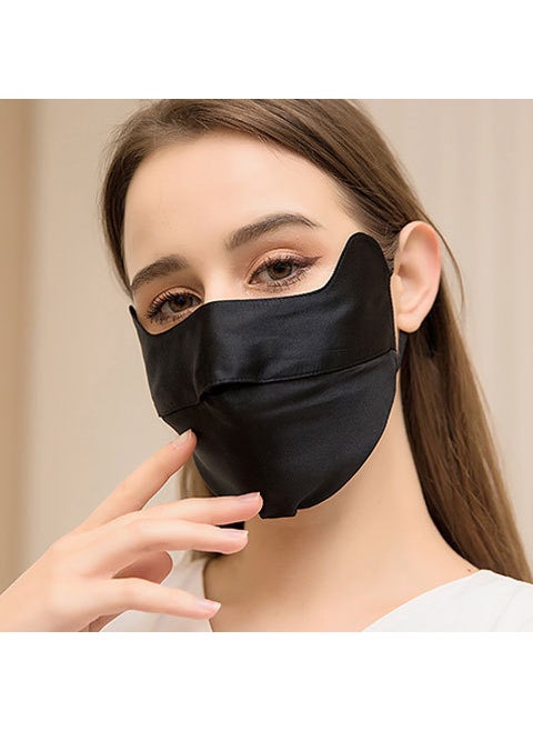 Pure Silk Face Mask UV Protection Breathable Sunblock Black (normal)