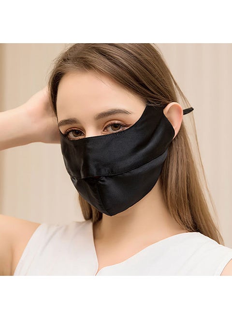 Pure Silk Face Mask UV Protection Breathable Sunblock Black (extended)