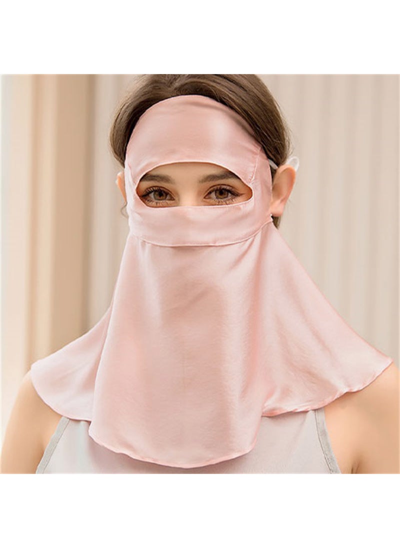 Pure Silk Face Mask UV Protection Breathable Sunblock Pink (full face and neck)