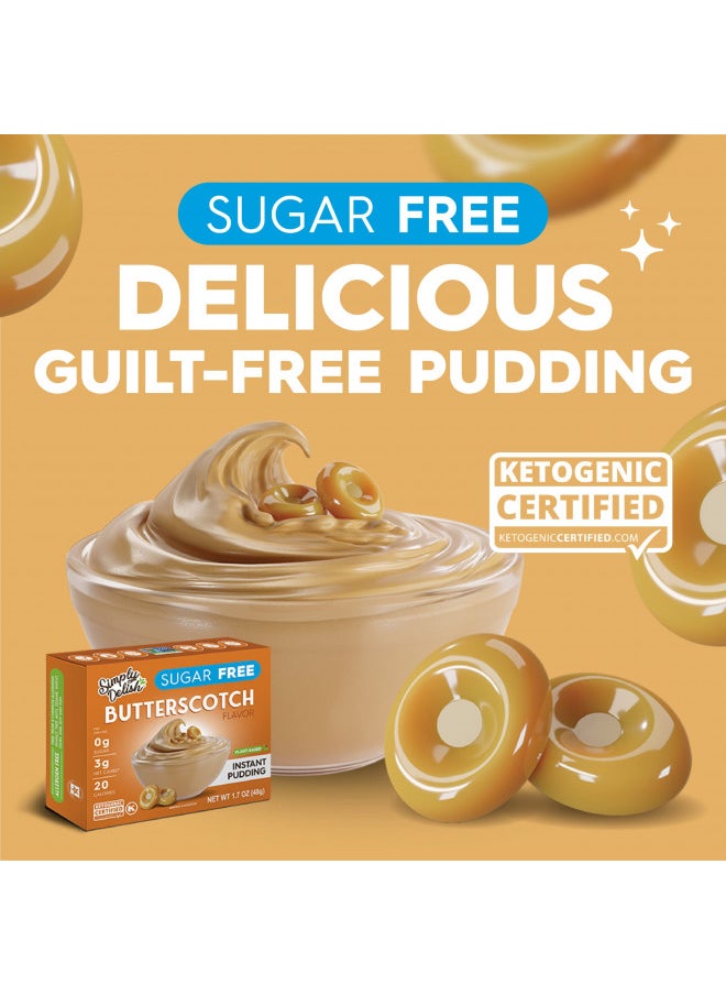 Simply Delish Instant Delicious Butterscotch 6 Pack Pudding Mix - Delicious Guilt Free Desserts - All Natural, Sugar Free, Keto, Non GMO, Gluten Free, Fat Free, & Vegan