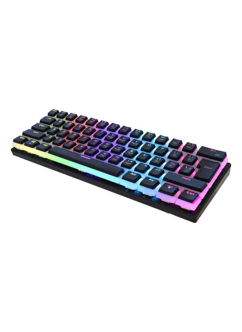 60% Wired Gaming Mechanical Keyboard, Pudding Keycaps with Translucent Layer,RGB Ultra-Compact Mini Keyboard, Waterproof Small 61 Keys Keyboard for Office/Gaming Win/Mac/Linux OS Black