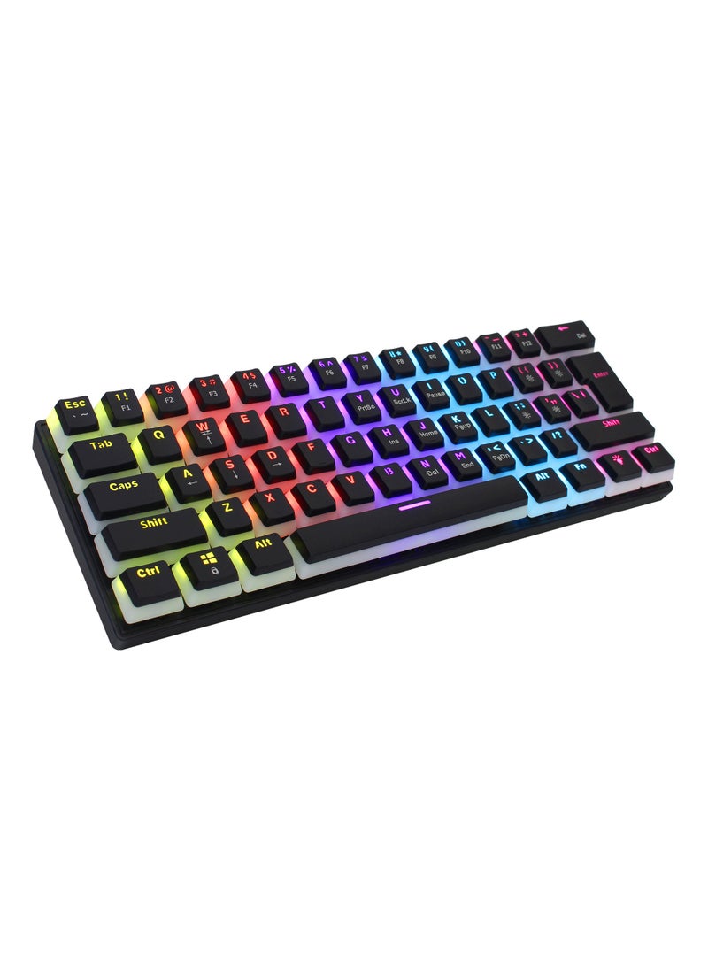 60% Wired Gaming Mechanical Keyboard, Pudding Keycaps with Translucent Layer,RGB Ultra-Compact Mini Keyboard, Waterproof Small 61 Keys Keyboard for Office/Gaming Win/Mac/Linux OS Black