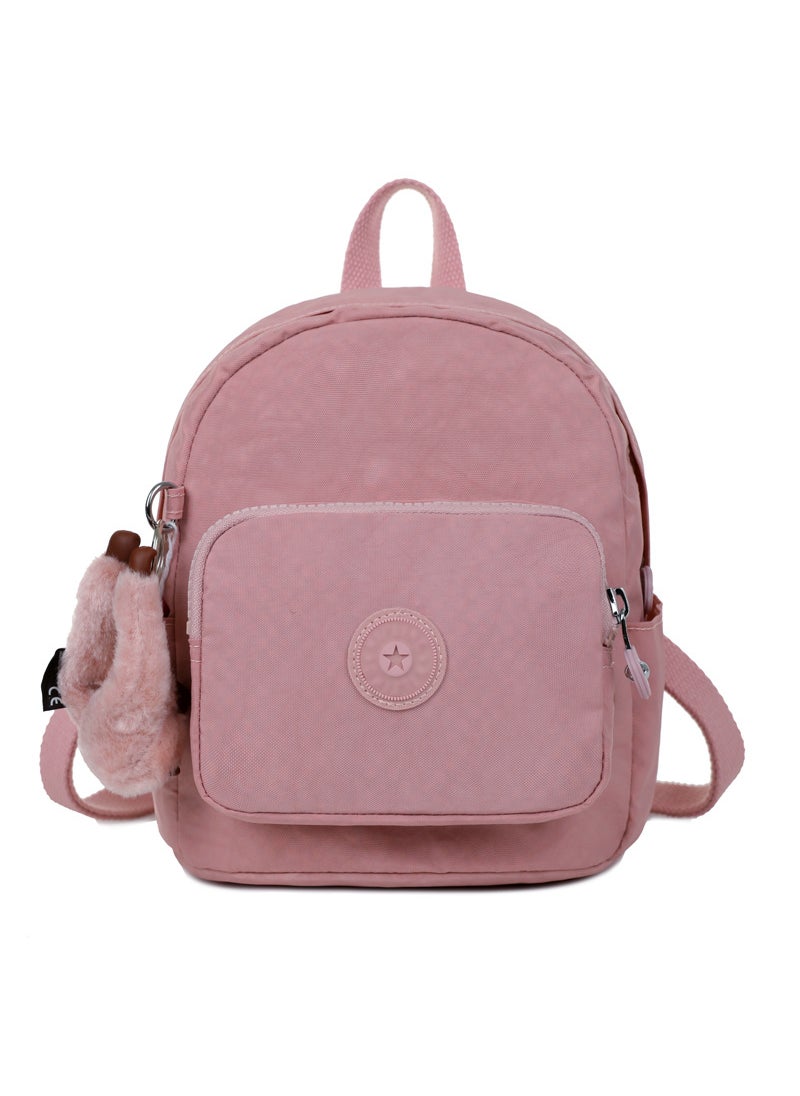 Cute Monkey Mini Backpack Versatile Womens Satchel Delicate Powder