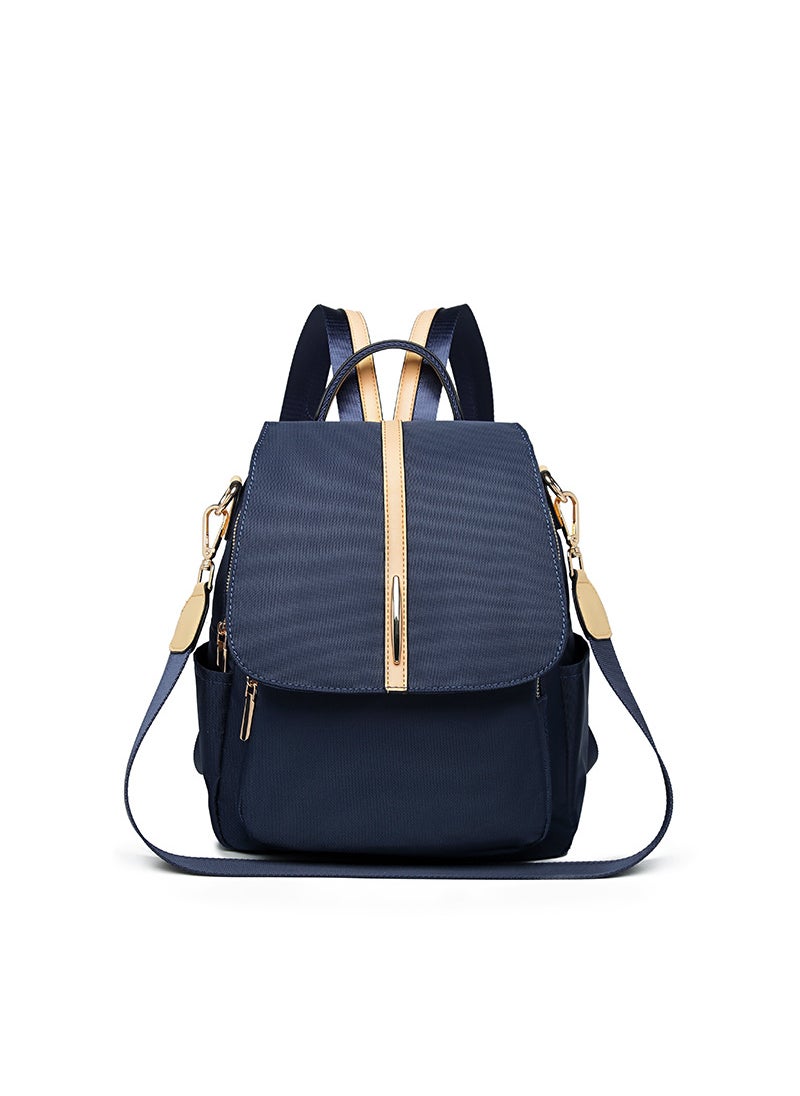 New Fashion Womens Waterproof Nylon Backpack Large Capacity Blue