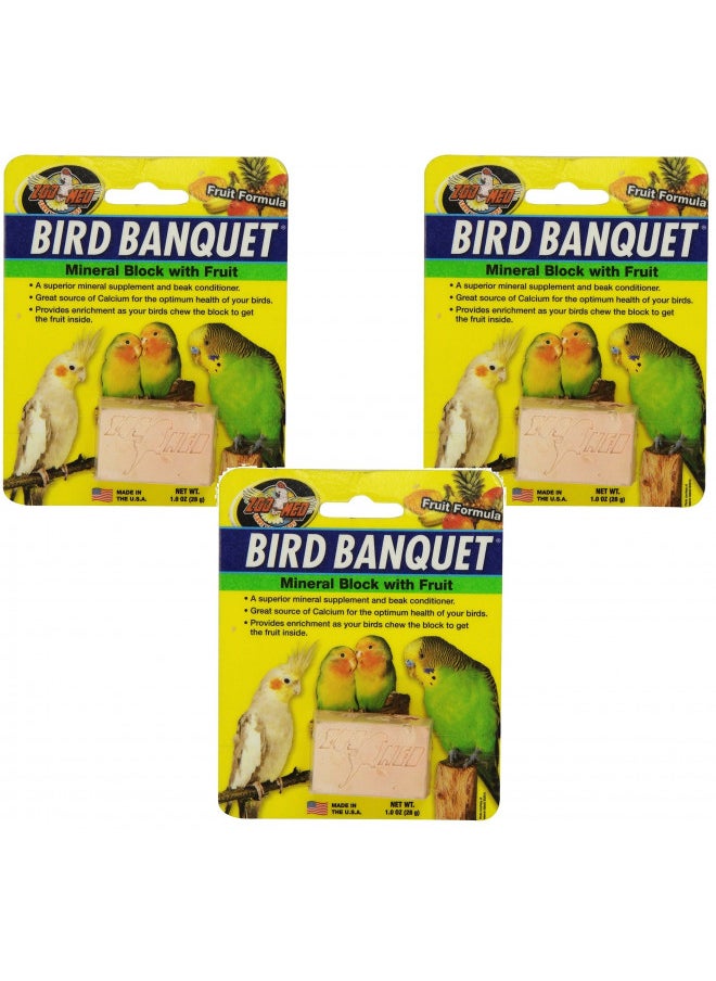 Zoo Med Laboratories Bird Banquet Fruit Mineral Blocks, Small (3 Pack)