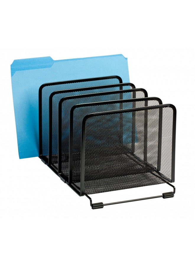 Rolodex Mesh Collection Stacking Sorter, 5-Section, Standard Packaging , Black