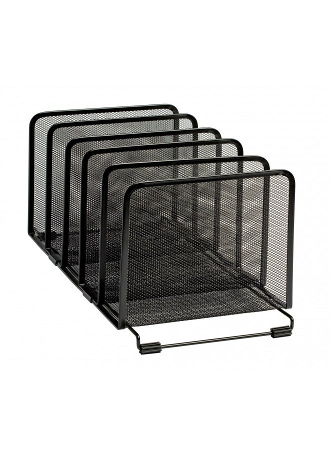 Rolodex Mesh Collection Stacking Sorter, 5-Section, Standard Packaging , Black