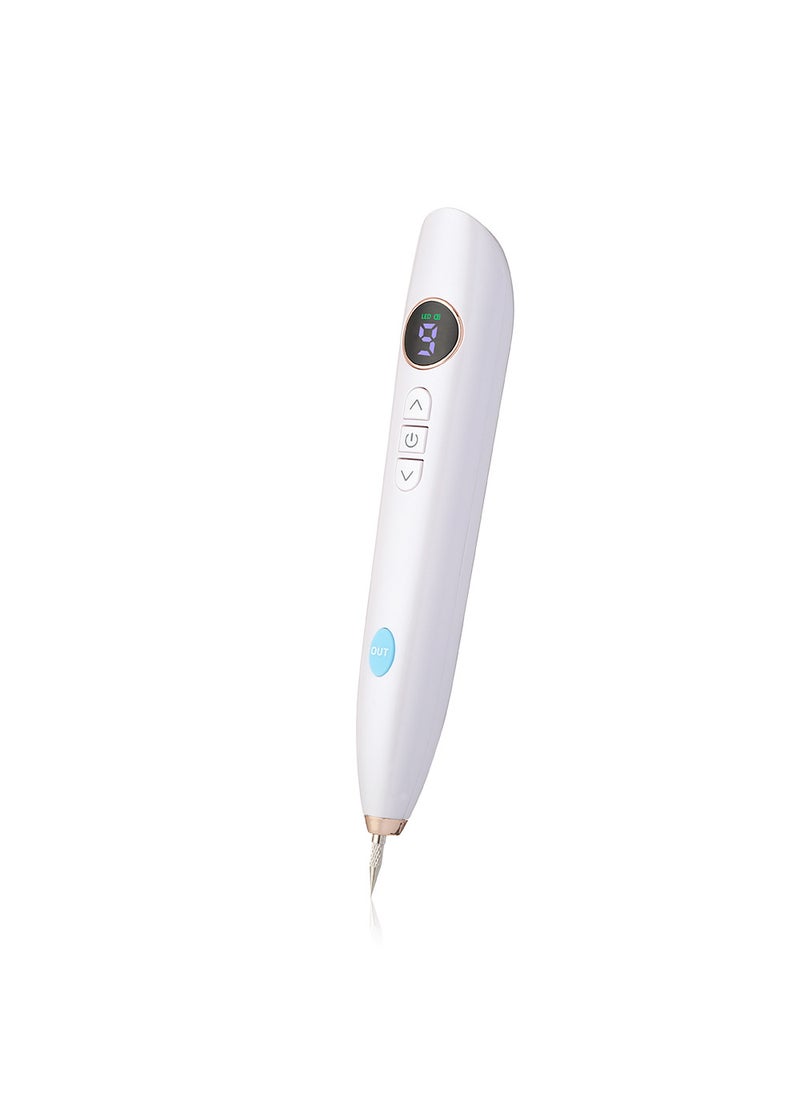 Portable Laser Mole Removal Pen 9-Level Home Skincare Device White host +5 replacement needles (new)