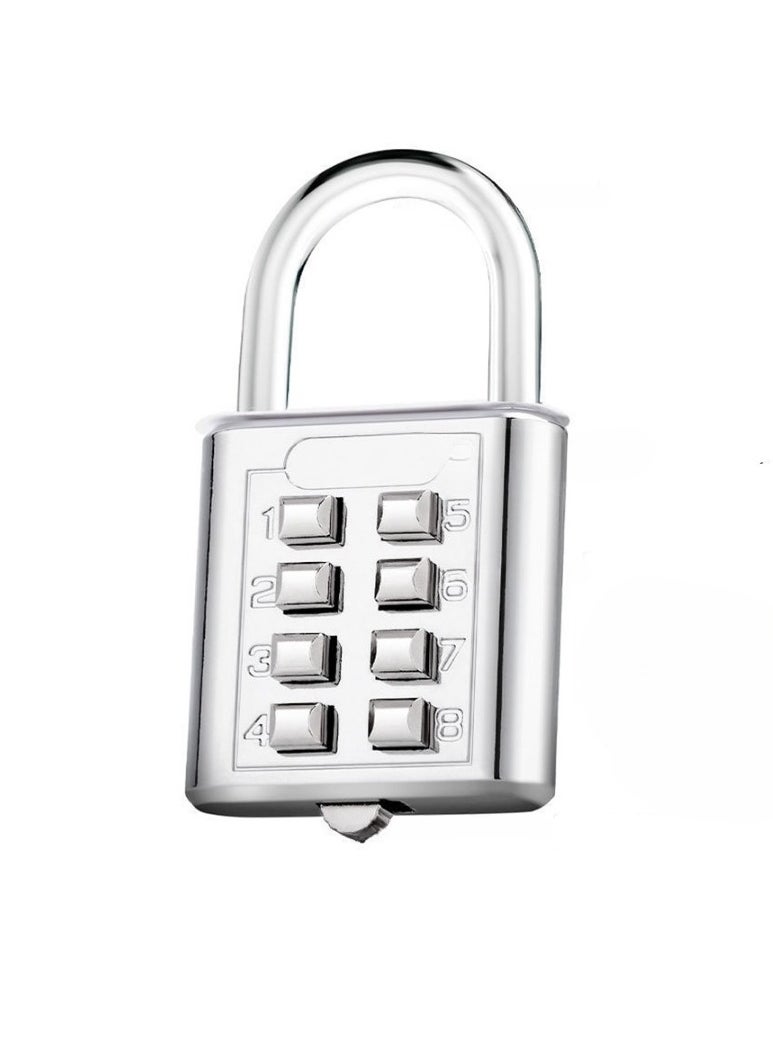 Combination Lock, 8 Digits Password Code Combination Padlock, Ergonomic Design Durable Smart Lock, Compact And Portable Anti Theft Lock For Door Luggage Travel, (1pc, Silver)