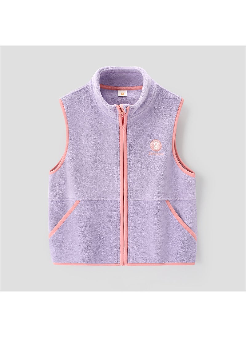 Kids Fleece Vest Boys Girls Thick Warm Sleeveless Jacket W260008rose pink