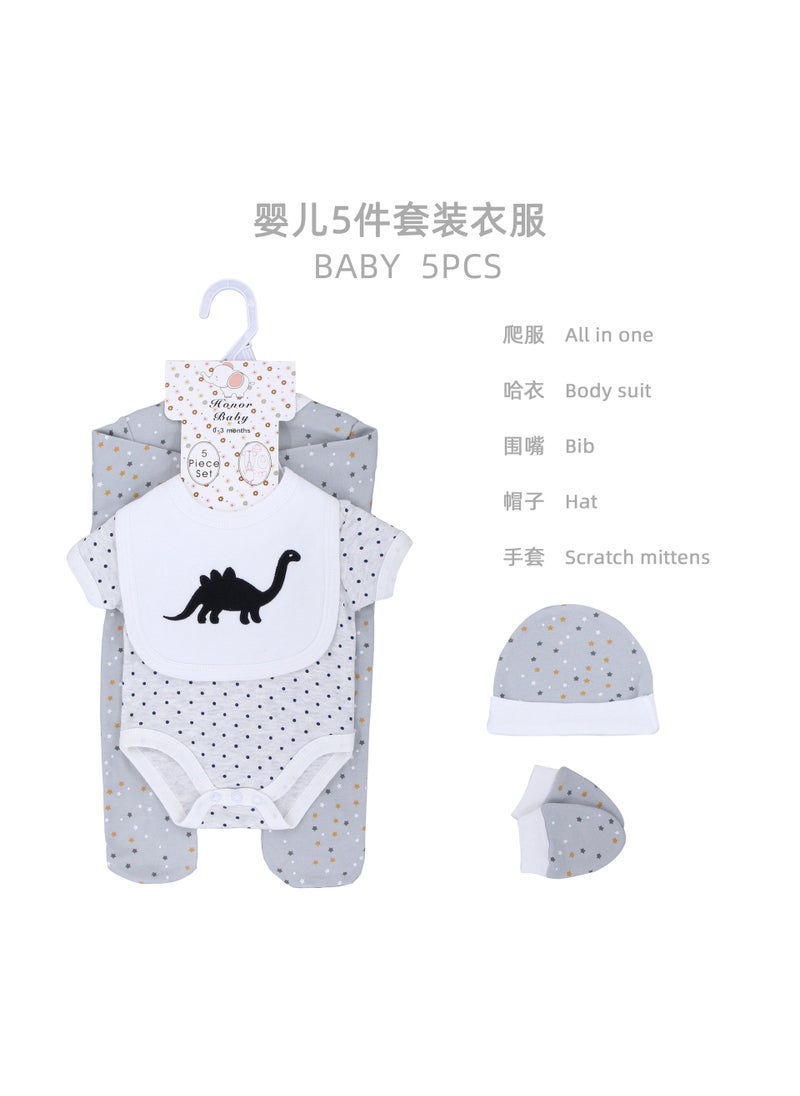 Newborn suit Clothes Class A Pure Cotton Split Summer Childrens Clothing Baby Wrap Fart Clothes Instagram Style Baby Hatshirt Clothing Black Lei Long Baby suit Clothes Class A Split