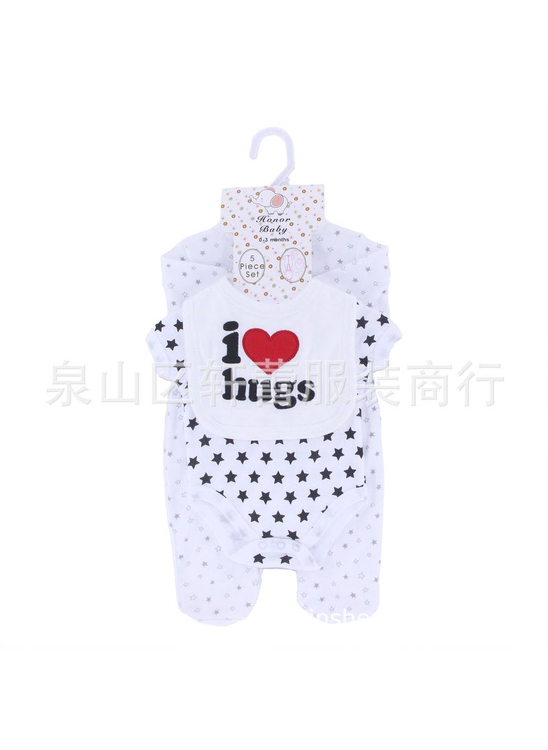 Newborn suit Clothes Class A Pure Cotton Split Summer Childrens Clothing Baby Wrap Fart Clothes Instagram Style Baby Hatshirt Clothing Red Love Baby Children's Wear Cotton suit