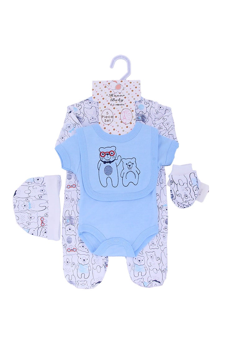 Newborn suit Clothes Class A Pure Cotton Split Summer Childrens Clothing Baby Wrap Fart Clothes Instagram Style Baby Hatshirt Clothing Blue Double Bear Baby Children's Wear Cotton suit