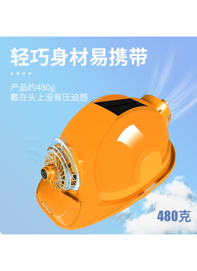 Solar Double Fan Hat Lightweight Multifunctional Charging Summer Ventilation and Breathable Sunshade Construction Cooling Helmet with Light Blue