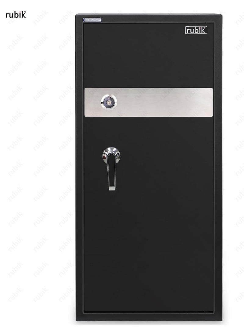 Safe Box Large with Key Lock, Secure Locker for Money Files folder Documents Jewelry Home Office RB90K (Size 90x40x50cm) Black