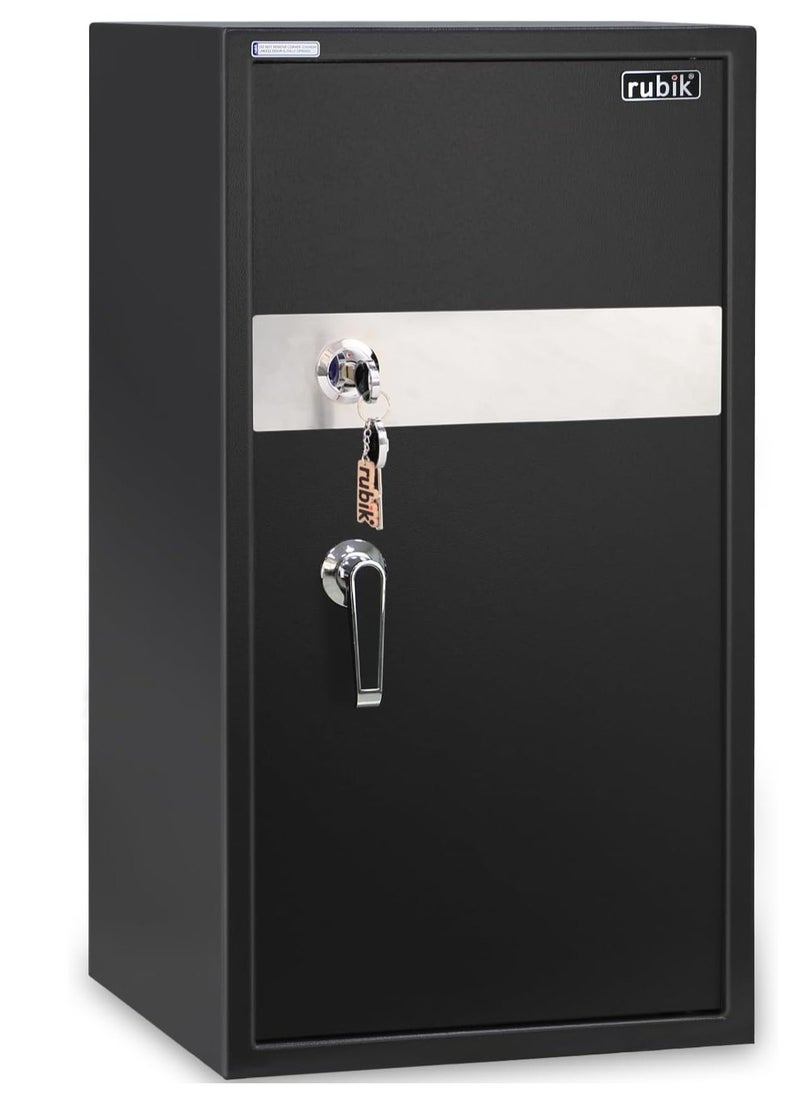 Safe Box Large with Key Lock, Secure Locker for Money Files folder Documents Jewelry Home Office RB75K (Size, 75x40x40cm) Black