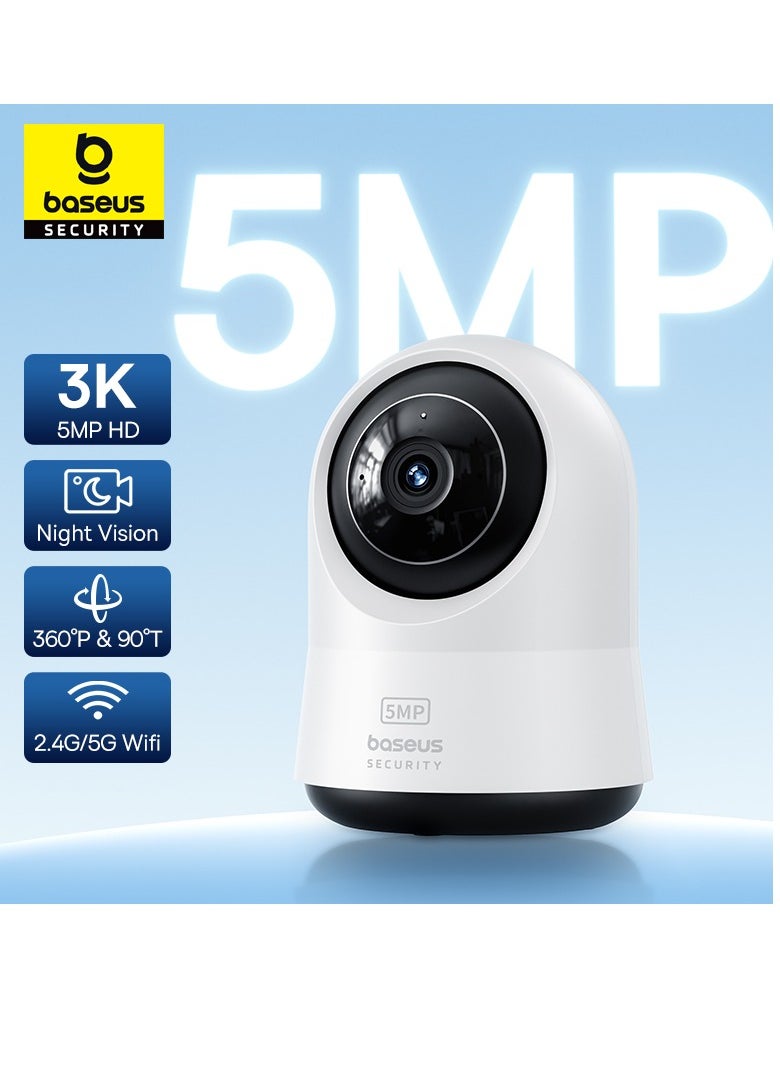 5MP 3K WiFi Indoor Security Camera with Pan & Tilt, 8x Digital Zoom, Two-Way Audio, Night Vision, Motion Detection, Baby Monitor, Supports 256GB MicroSD, Compatible with Google Assistant & Amazon Alexa, Remote Management via App, Ideal for Home Surveillance