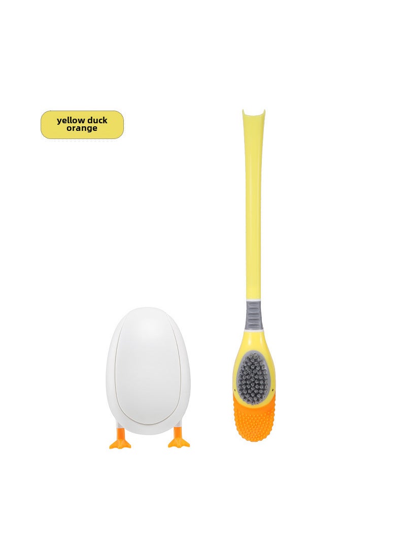 Patented Silicone Toilet Brush Wall-Mounted Bathroom Cleaner Yellow