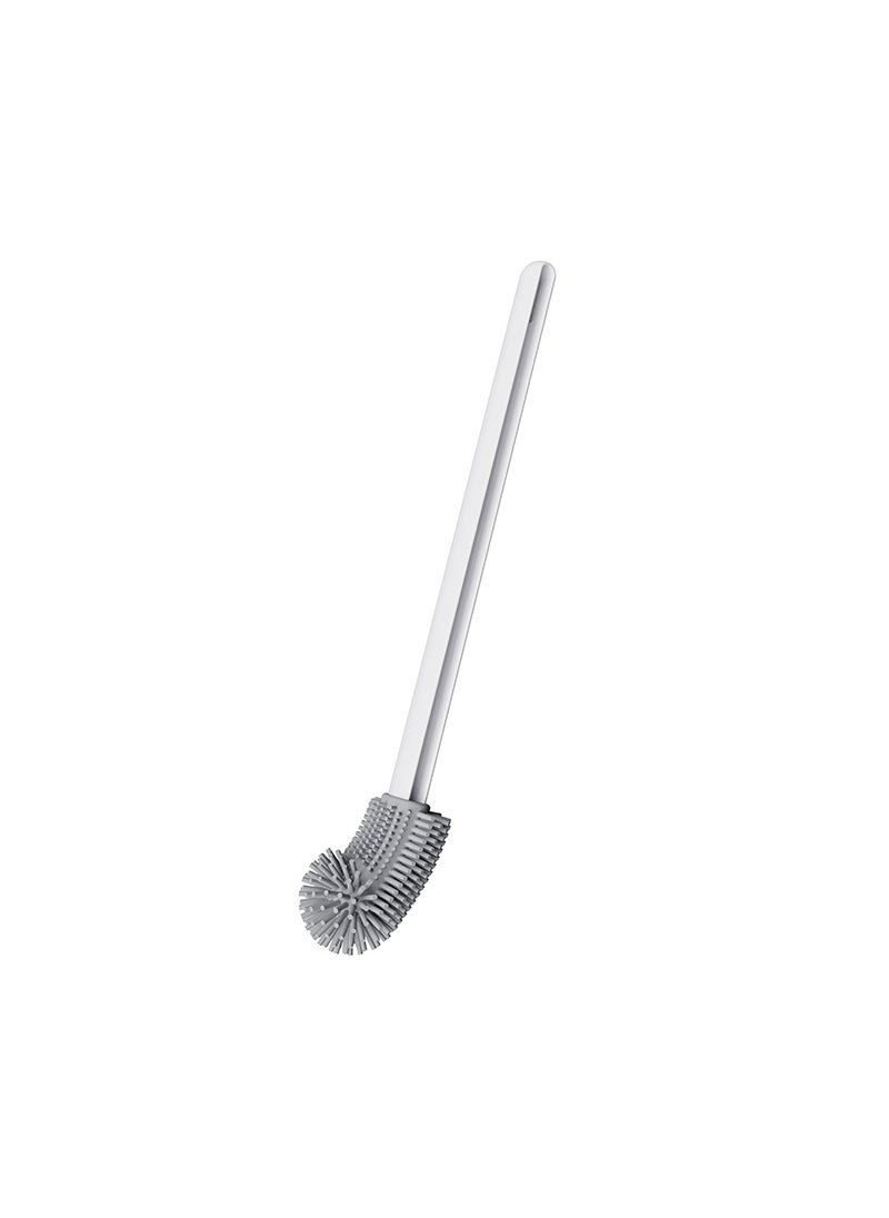 Xiangjia New Product Elbow Toilet Brush Double-sided No Dead Angle Silicone Toilet Brush Bathroom Long Handle Toilet Cleaning Brush Moon White