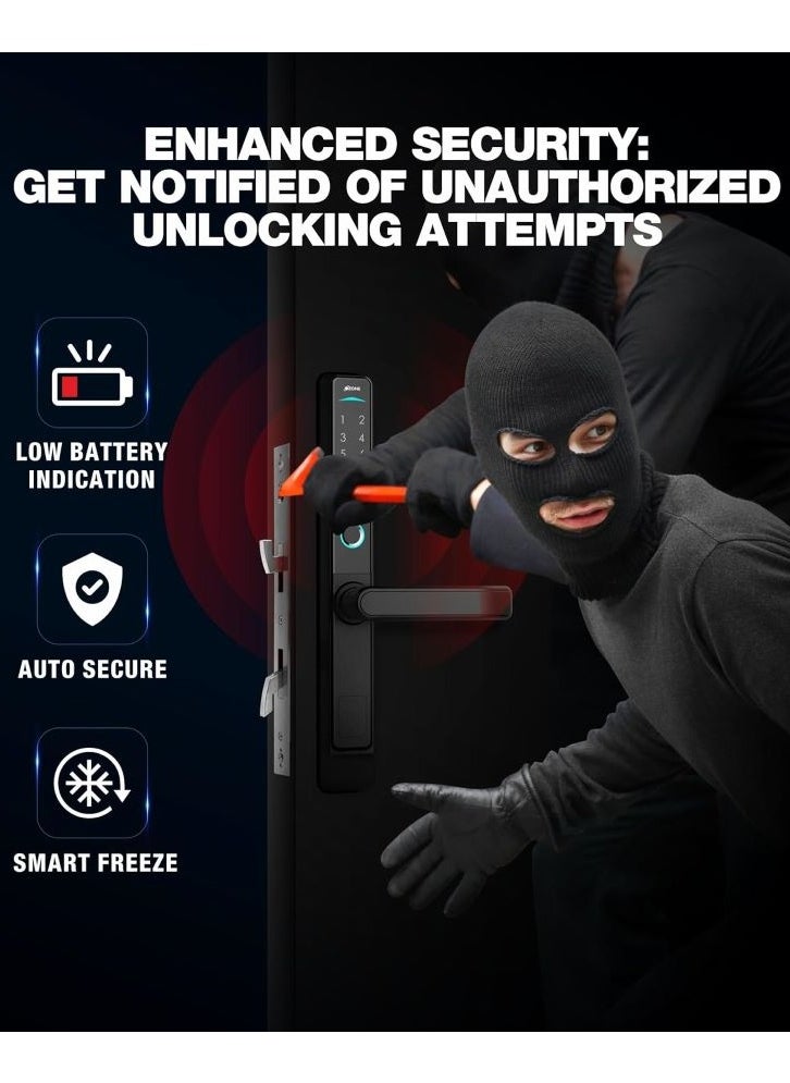 OZ FDL 33 SL STD  Narrow Style Smart Door Lock Suitable for UPVC | PVC Swing Door with Fingerprint | RFID, PIN Access & Manual Key Access | Matt Black Finish | By Ozone India