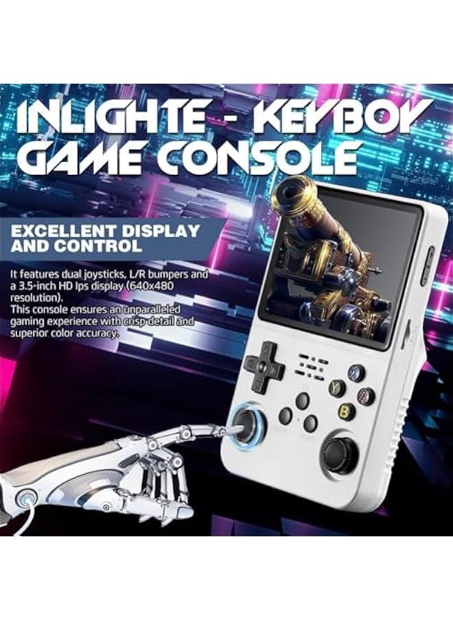 Retro Boy Game, Retroblast Console, R36s Handheld Game Console,3.5in HD Retro Handheld Game Console Built in 20000+ Games (64g,White)